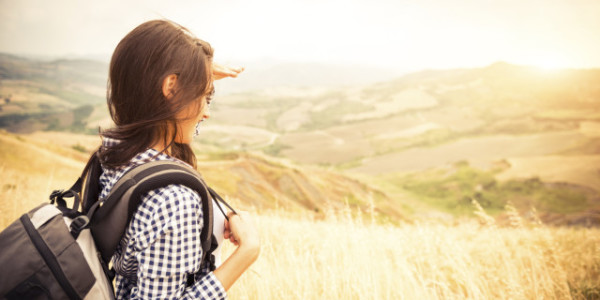 Young italian woman walking in the nature